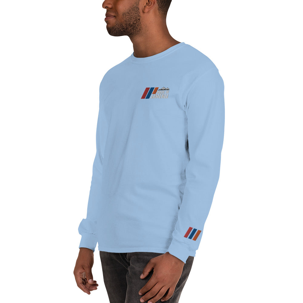 Men's Long Sleeve "Made in Armenia & Mount Ararat" Embroidered Shirt Pomegranate Mint