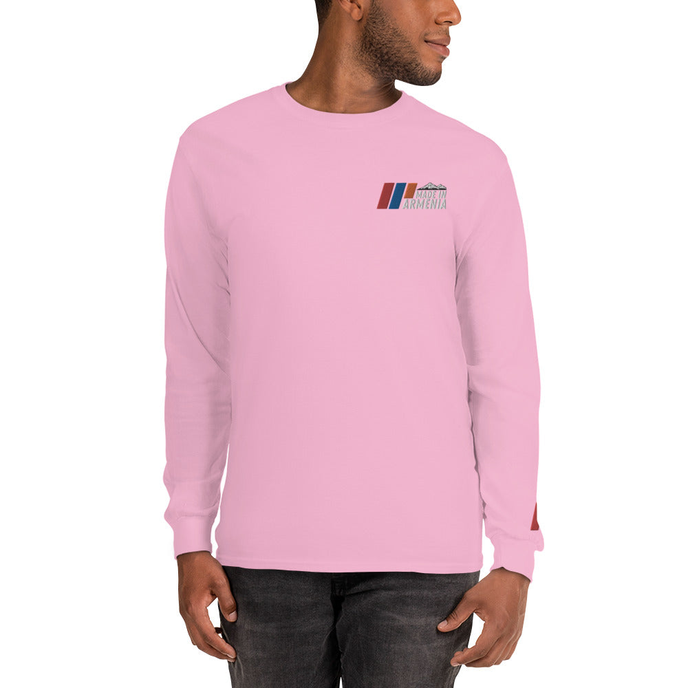 Men's Long Sleeve "Made in Armenia & Mount Ararat" Embroidered Shirt Pomegranate Mint