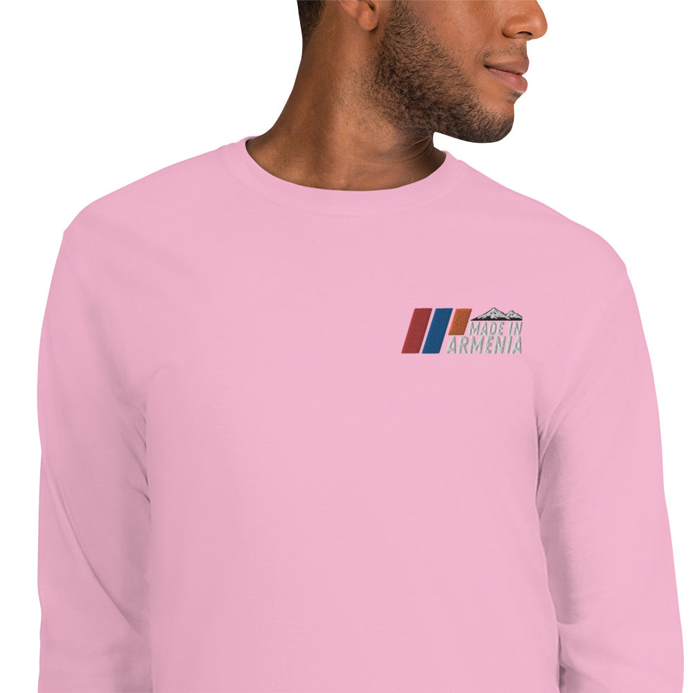 Men's Long Sleeve "Made in Armenia & Mount Ararat" Embroidered Shirt Pomegranate Mint