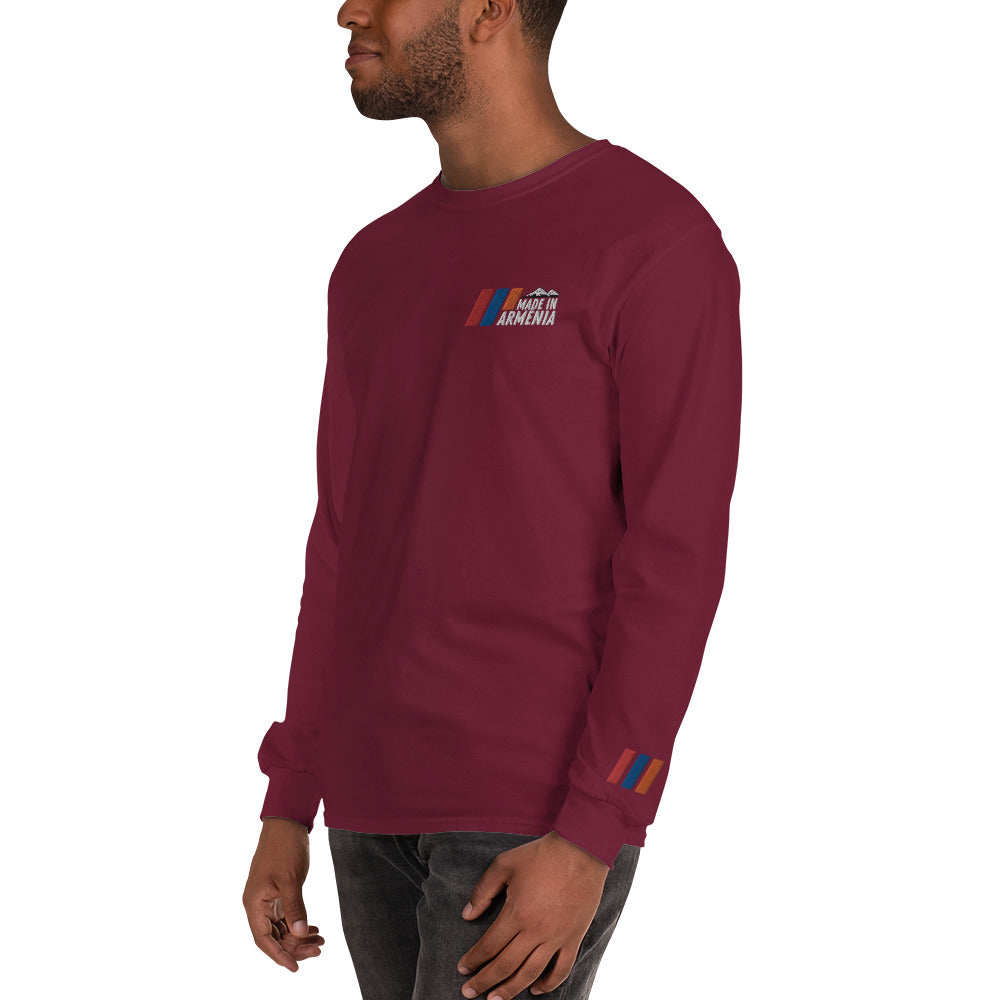 Men's Long Sleeve "Made in Armenia & Mount Ararat" Embroidered Shirt Pomegranate Mint
