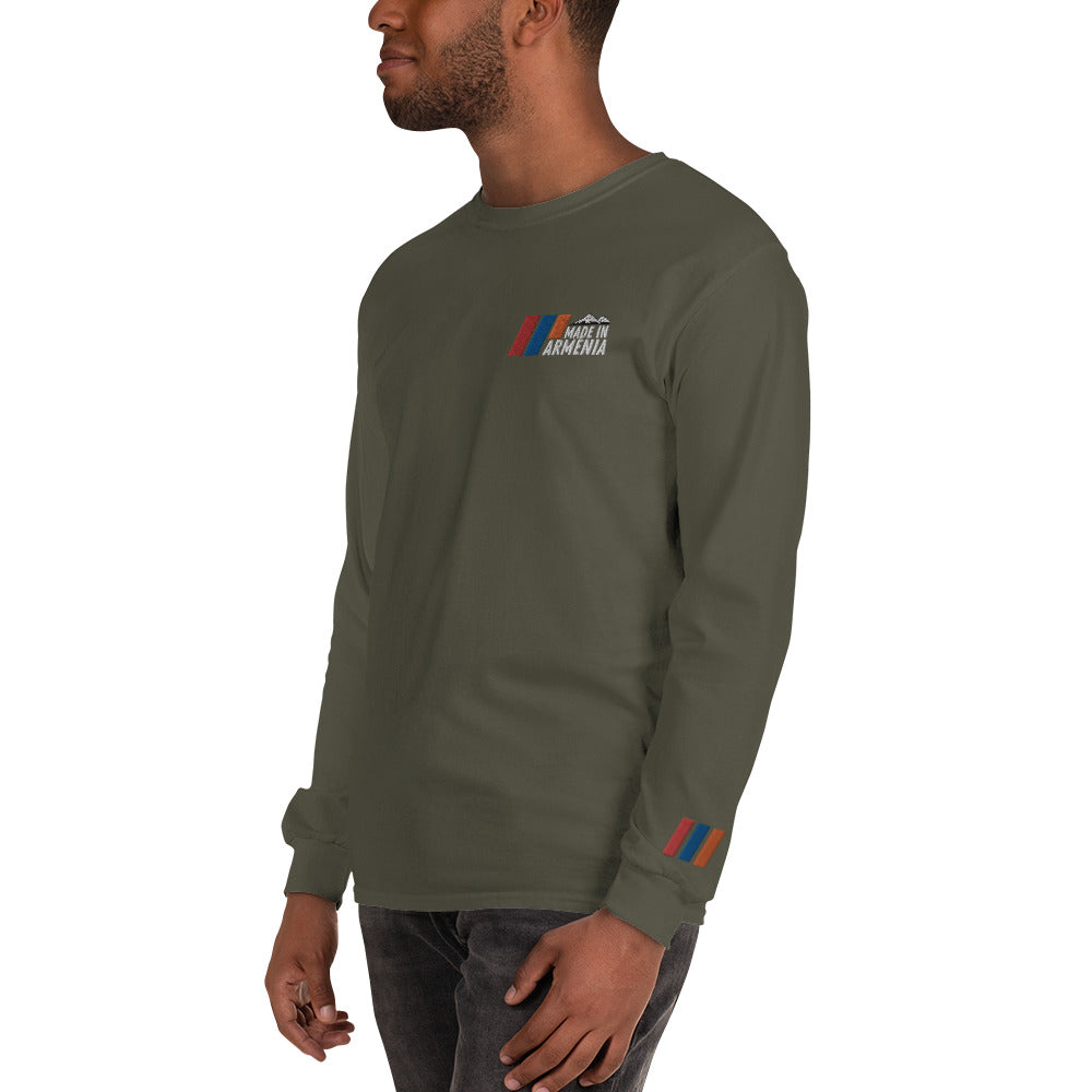 Men's Long Sleeve "Made in Armenia & Mount Ararat" Embroidered Shirt Pomegranate Mint