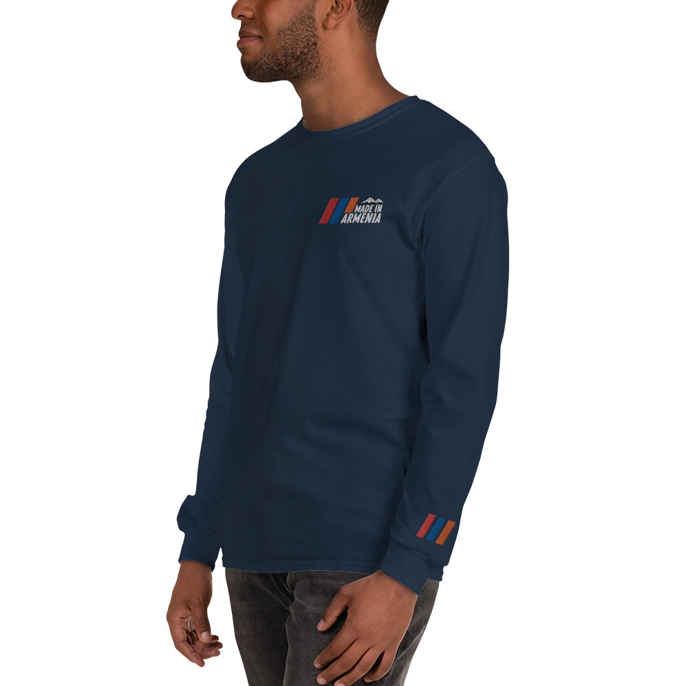 Men's Long Sleeve "Made in Armenia & Mount Ararat" Embroidered Shirt Pomegranate Mint