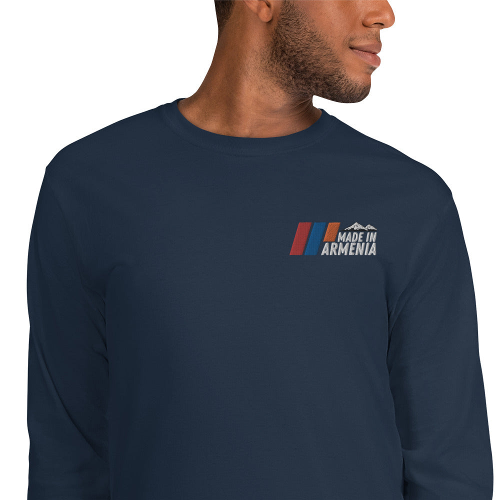 Men's Long Sleeve "Made in Armenia & Mount Ararat" Embroidered Shirt Pomegranate Mint