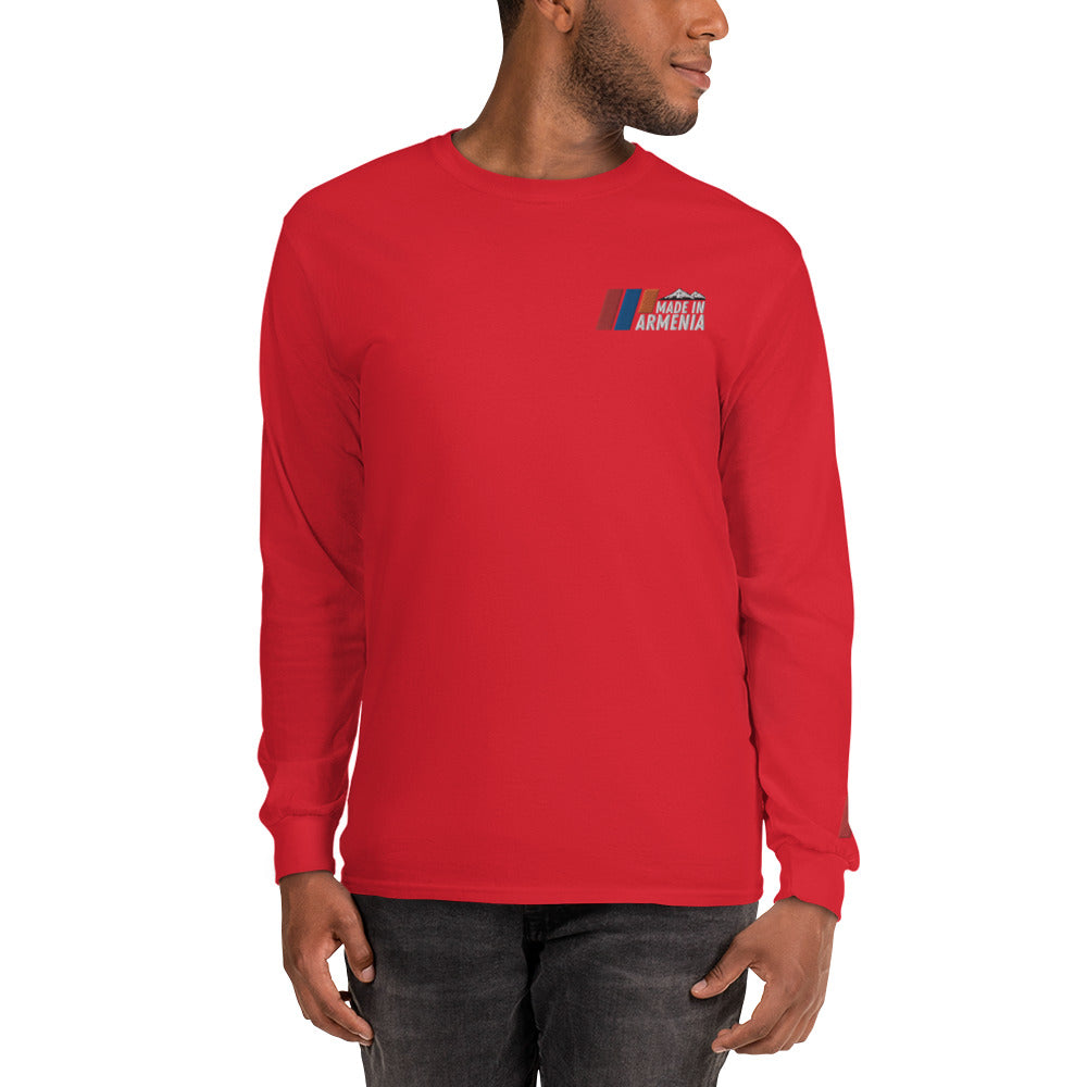 Men's Long Sleeve "Made in Armenia & Mount Ararat" Embroidered Shirt Pomegranate Mint
