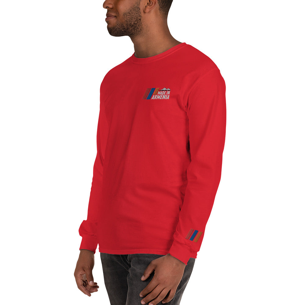 Men's Long Sleeve "Made in Armenia & Mount Ararat" Embroidered Shirt Pomegranate Mint