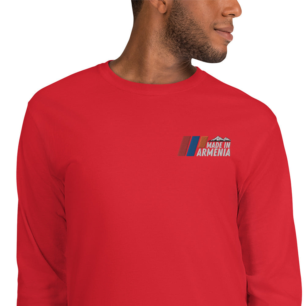 Men's Long Sleeve "Made in Armenia & Mount Ararat" Embroidered Shirt Pomegranate Mint