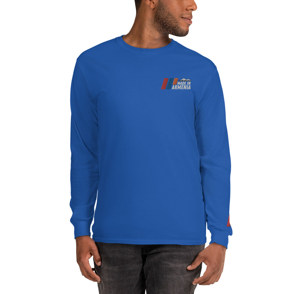 Men's Long Sleeve "Made in Armenia & Mount Ararat" Embroidered Shirt Pomegranate Mint