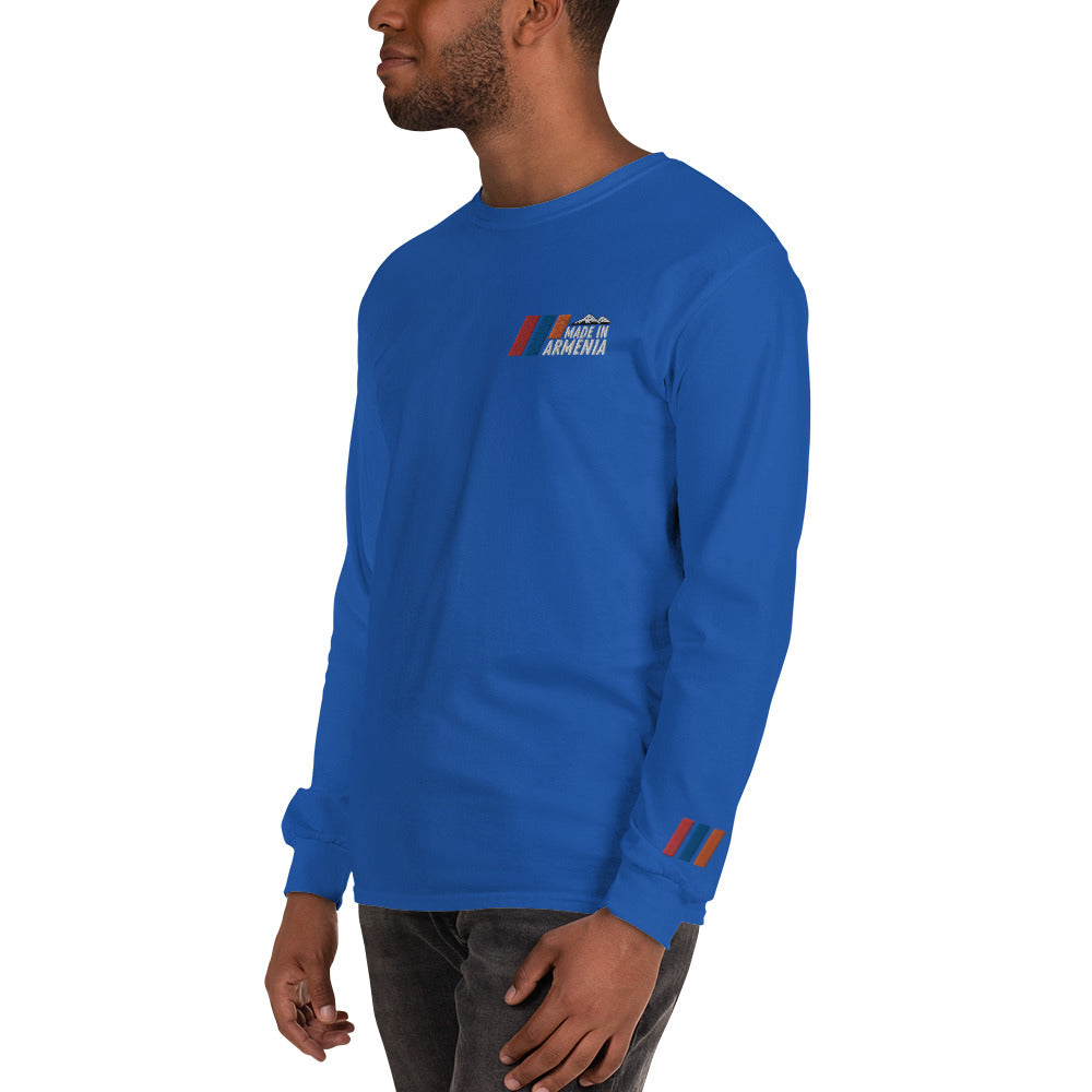 Men's Long Sleeve "Made in Armenia & Mount Ararat" Embroidered Shirt Pomegranate Mint