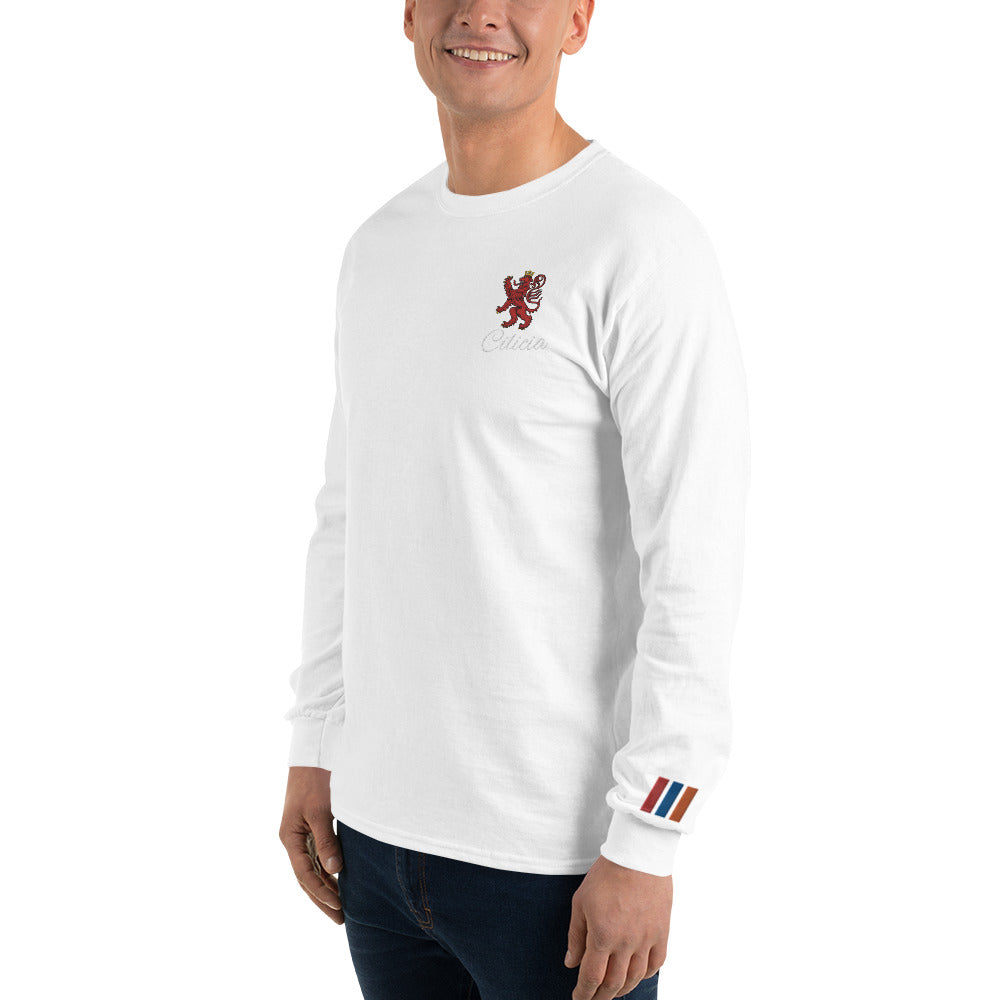 Men's Heritage Long Sleeve Shirt with Cilician Armenian Lion & Tricolor Flag Embroidery Pomegranate Mint