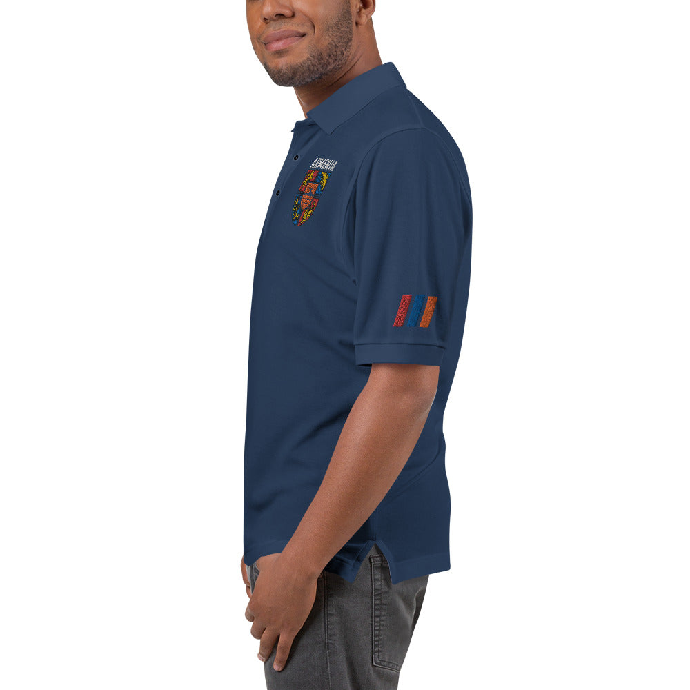 Men's Embroidered "Shield of Armenia & Tricolor Flag" Premium Polo Pomegranate Mint