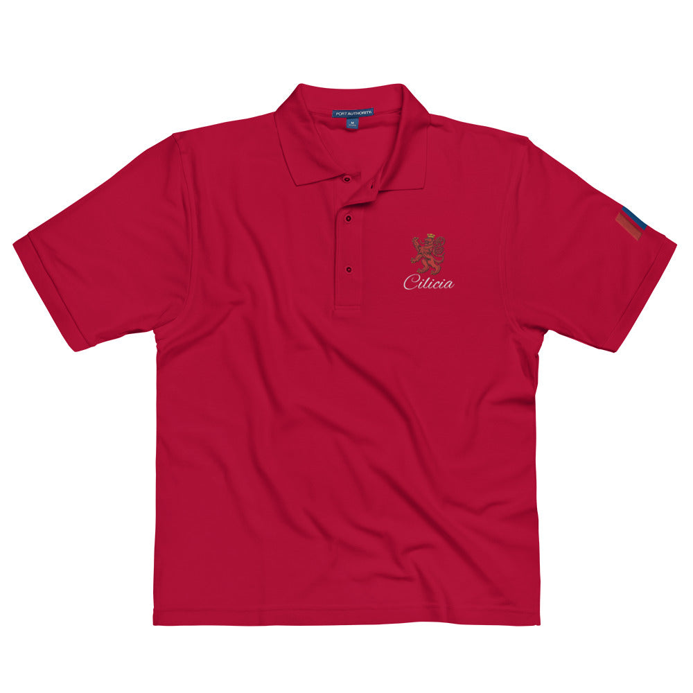 Men's Heritage Polo with Cilician Armenian Lion & Tricolor Armenian Flag Embroidery Pomegranate Mint