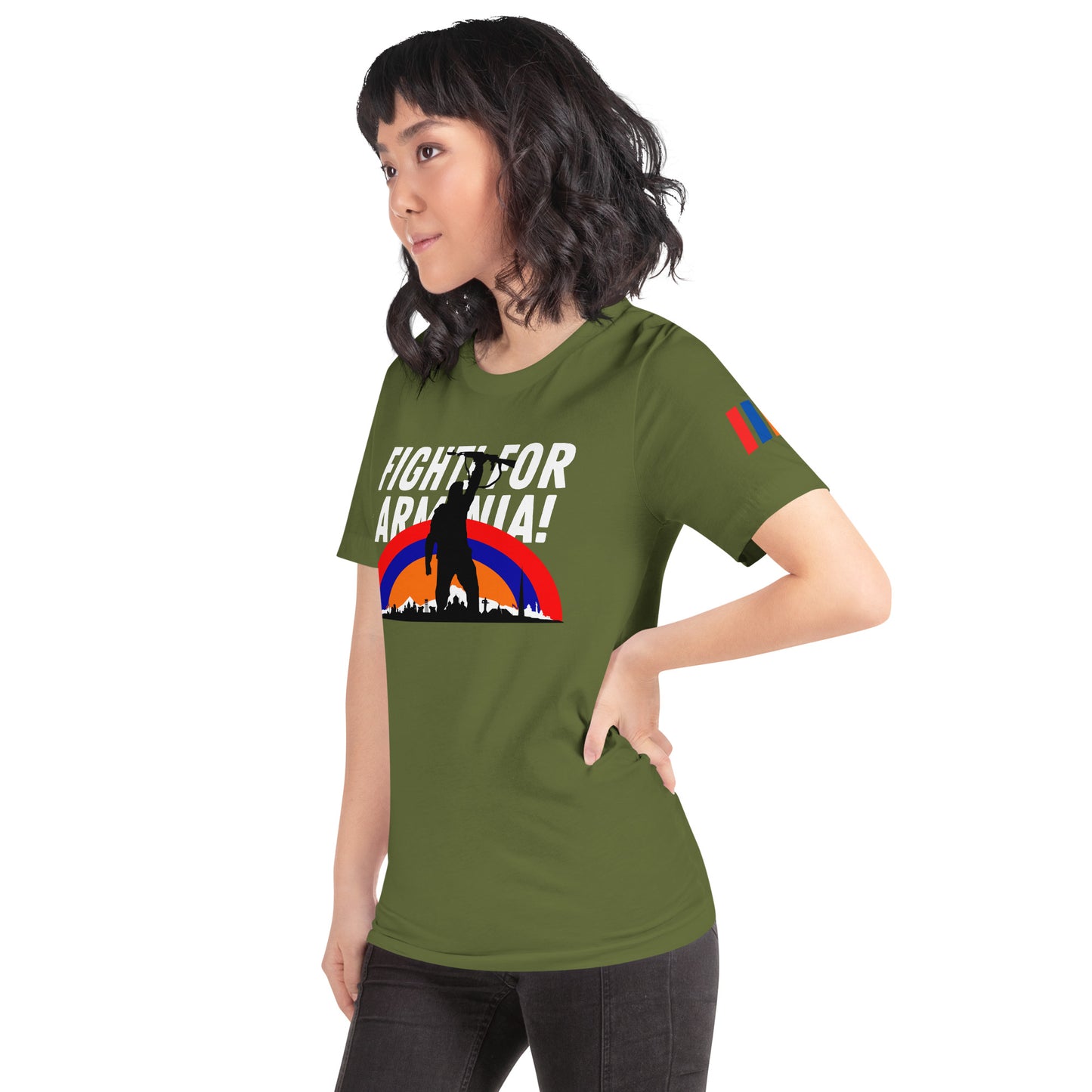 Unisex "Fight For Armenia & Tricolor Flag" Graphic T-Shirt Pomegranate Mint