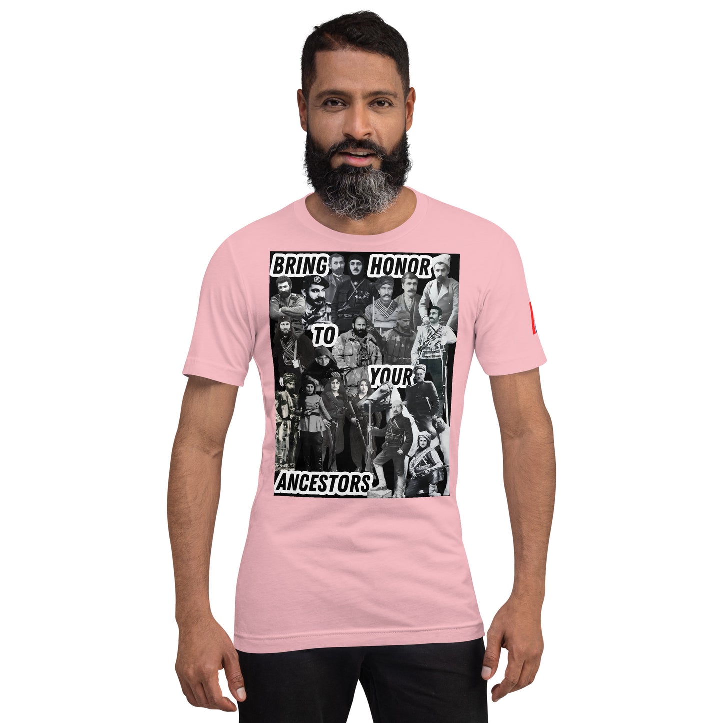 Unisex "Bring Honor to Your Ancestors Fedayi & Tricolor" Graphic T-Shirt Pomegranate Mint