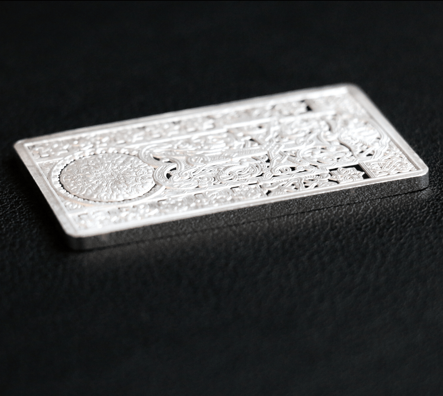 (NEW) 2025 Vardan Mamikonian Silver Cross Stone 1oz Bar (Khachkar) Pomegranate Mint