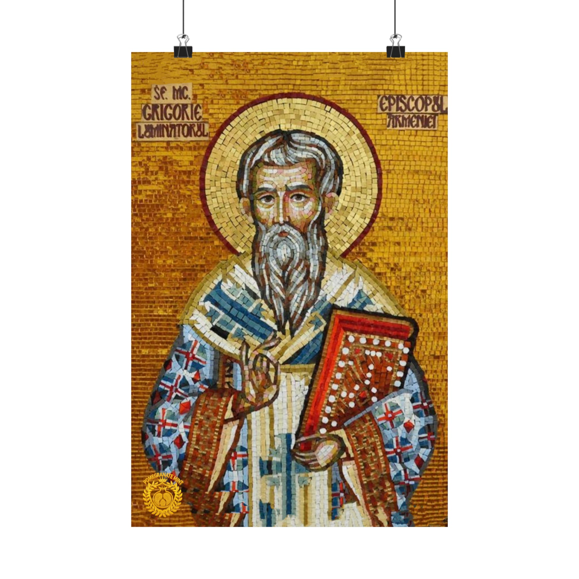 St Gregory the Illuminator Mosaic Premium Matte Vertical Poster Pomegranate Mint