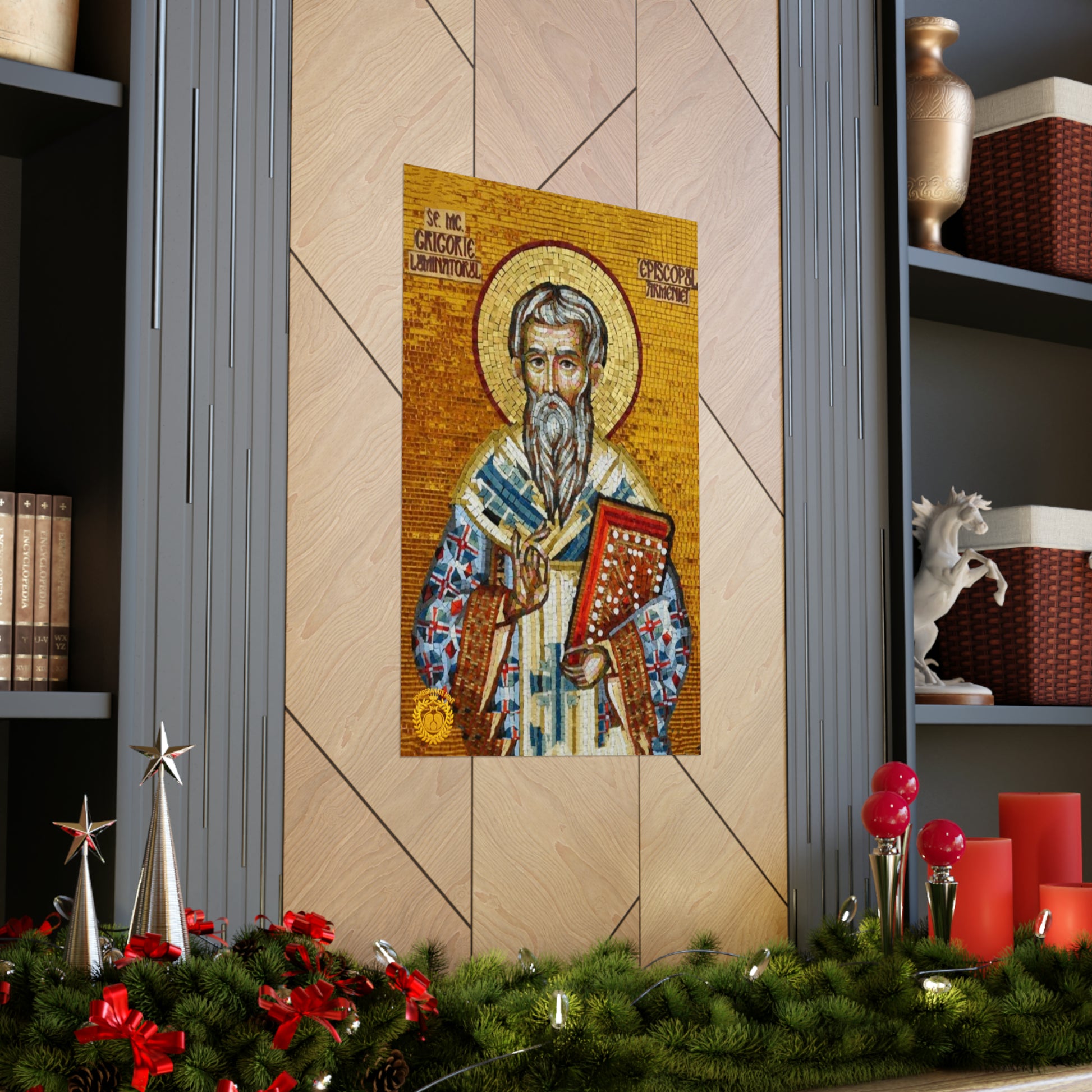 St Gregory the Illuminator Mosaic Premium Matte Vertical Poster Pomegranate Mint