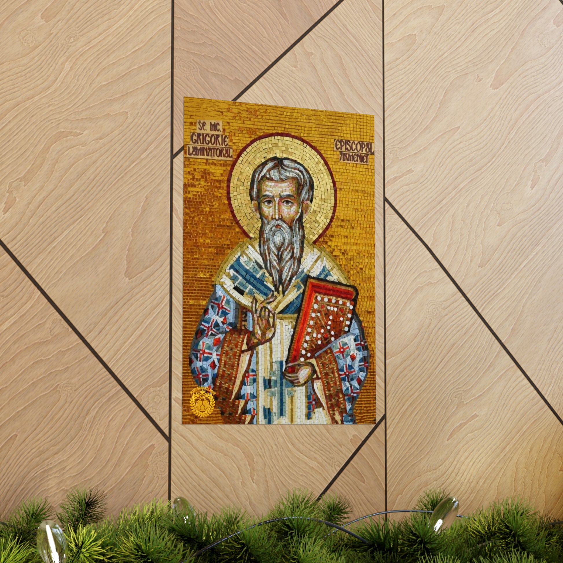 St Gregory the Illuminator Mosaic Premium Matte Vertical Poster Pomegranate Mint