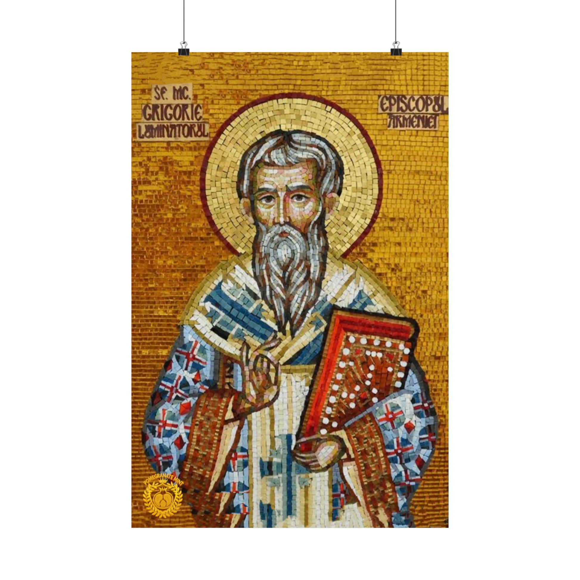 St Gregory the Illuminator Mosaic Premium Matte Vertical Poster Pomegranate Mint