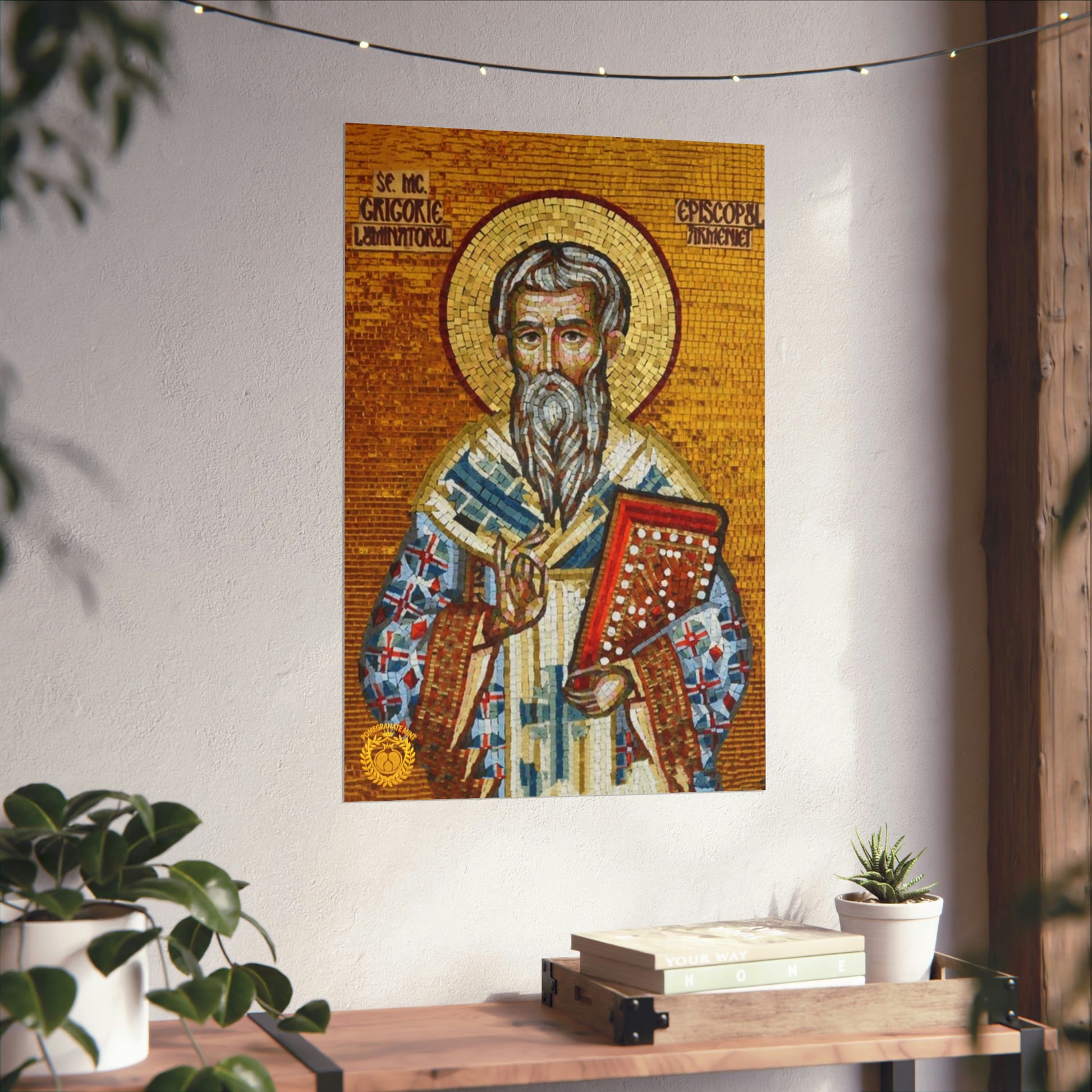 St Gregory the Illuminator Mosaic Premium Matte Vertical Poster Pomegranate Mint