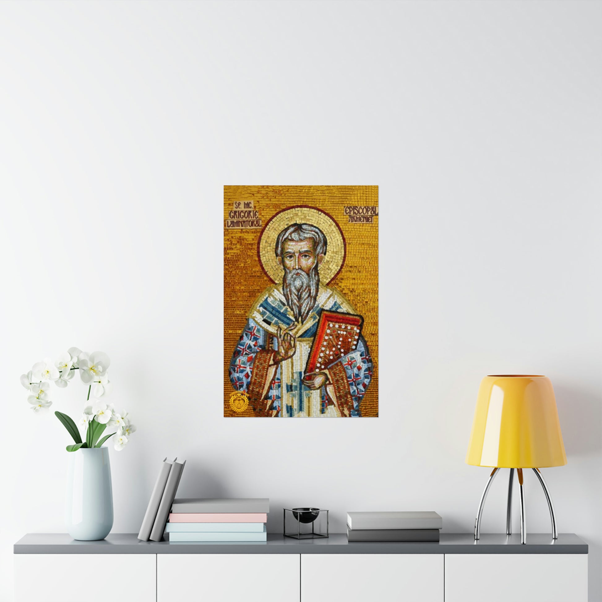 St Gregory the Illuminator Mosaic Premium Matte Vertical Poster Pomegranate Mint