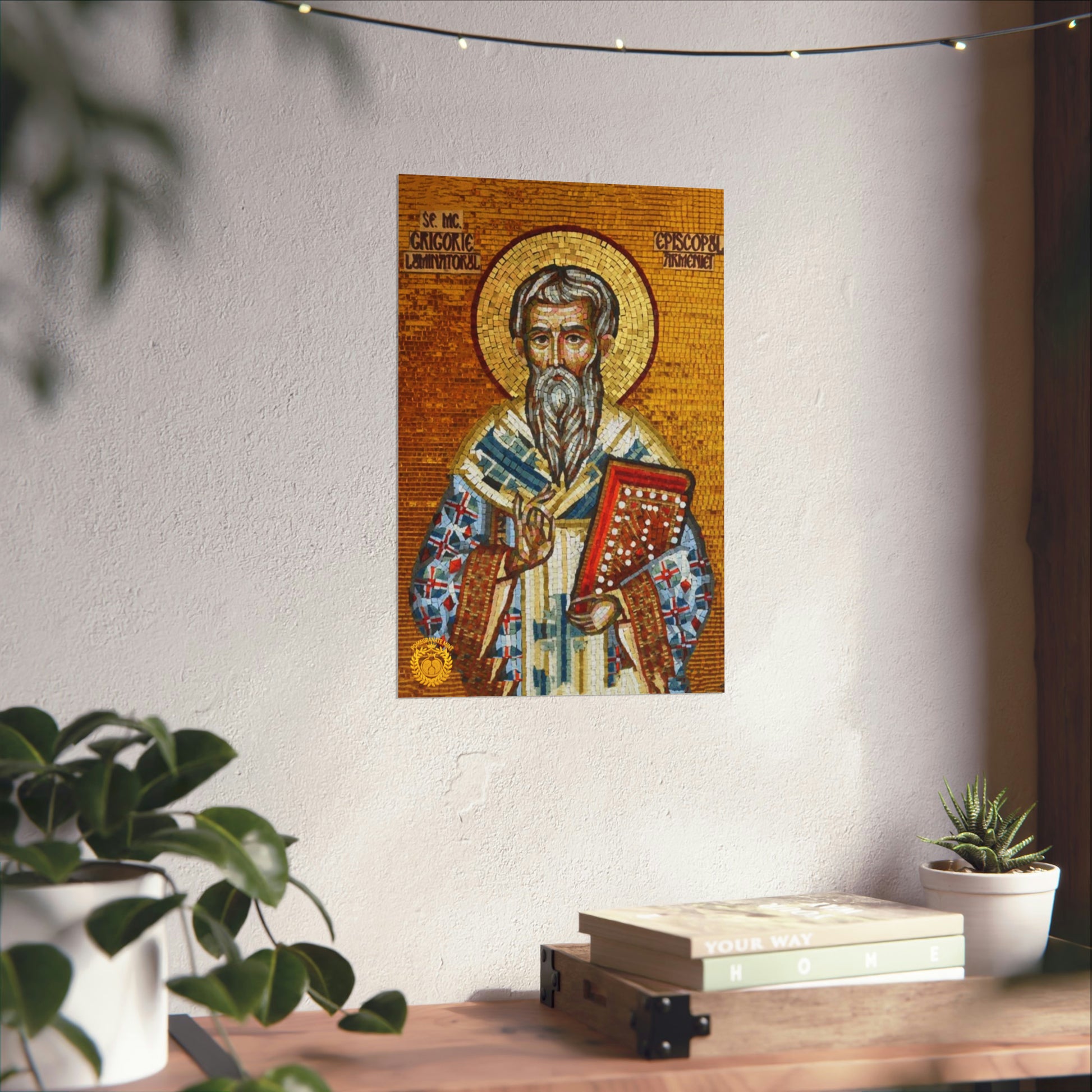 St Gregory the Illuminator Mosaic Premium Matte Vertical Poster Pomegranate Mint
