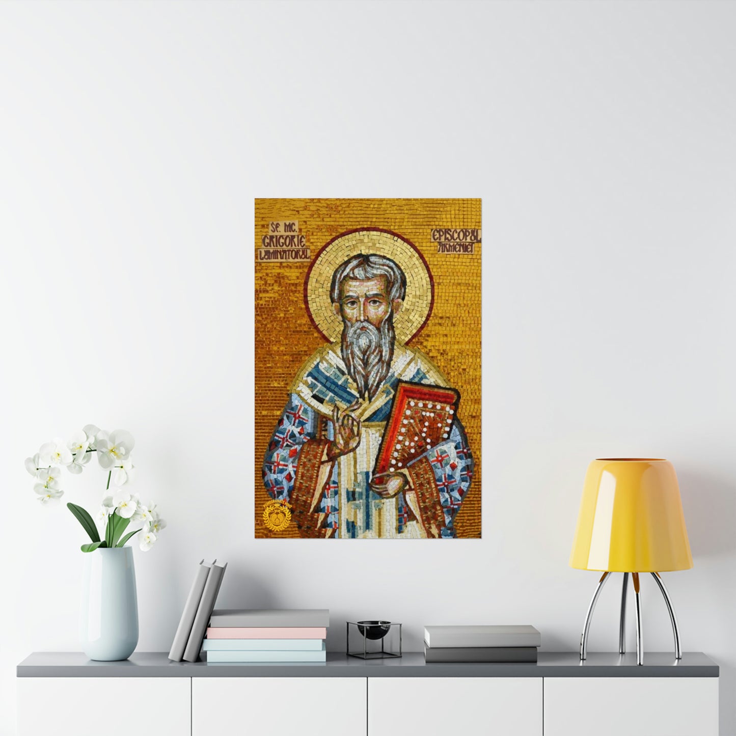 St Gregory the Illuminator Mosaic Premium Matte Vertical Poster Pomegranate Mint