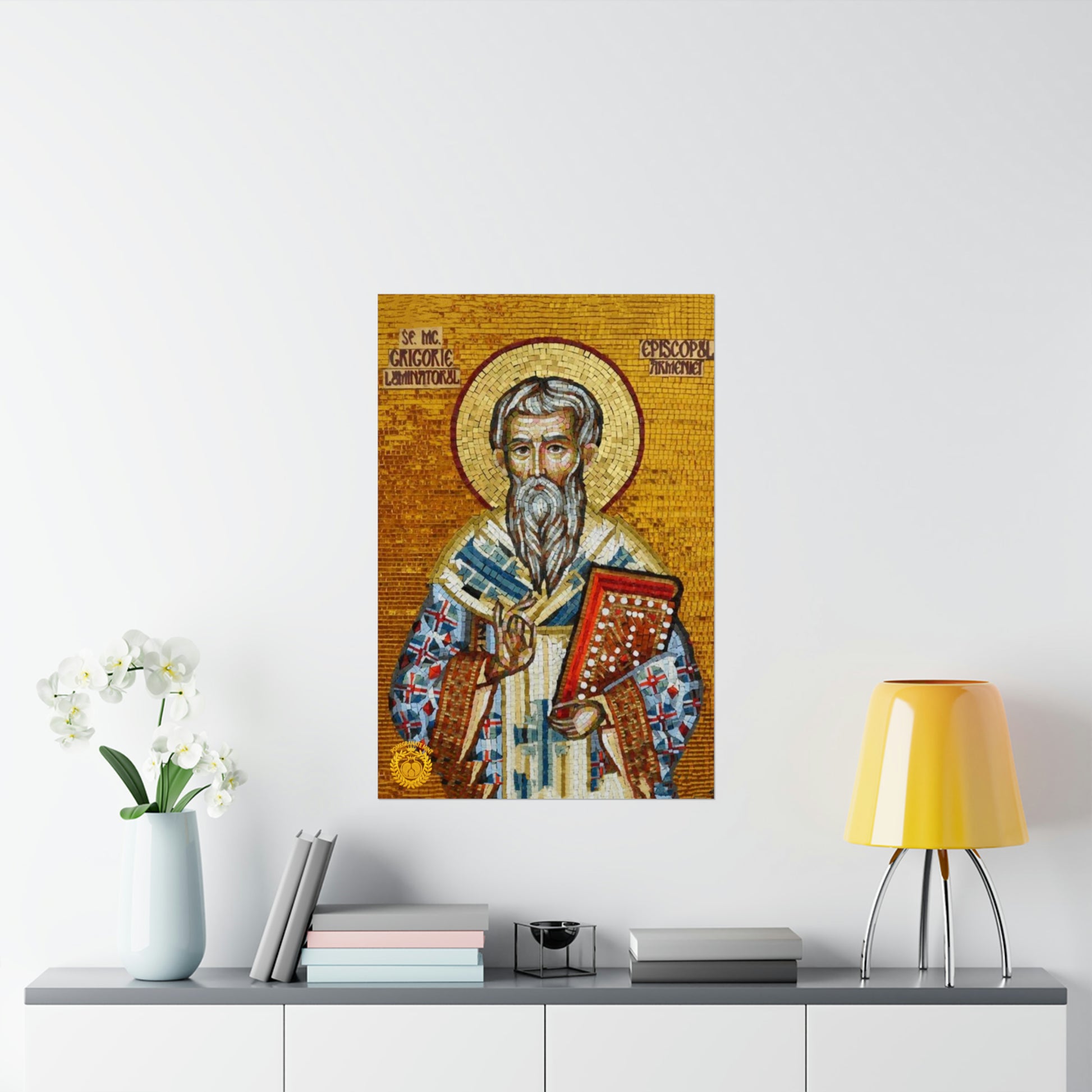 St Gregory the Illuminator Mosaic Premium Matte Vertical Poster Pomegranate Mint