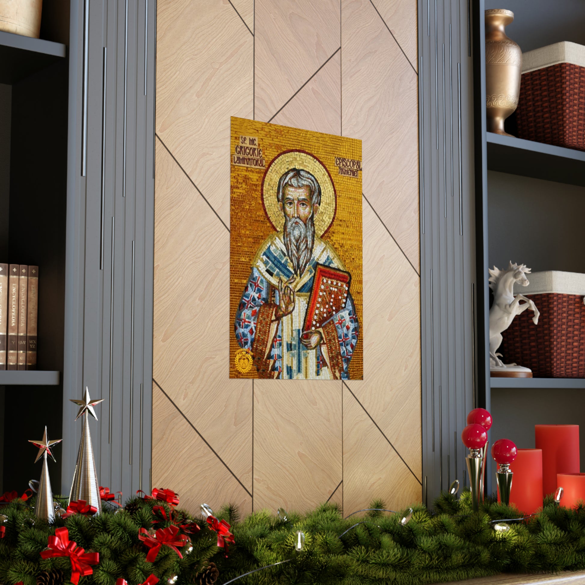 St Gregory the Illuminator Mosaic Premium Matte Vertical Poster Pomegranate Mint