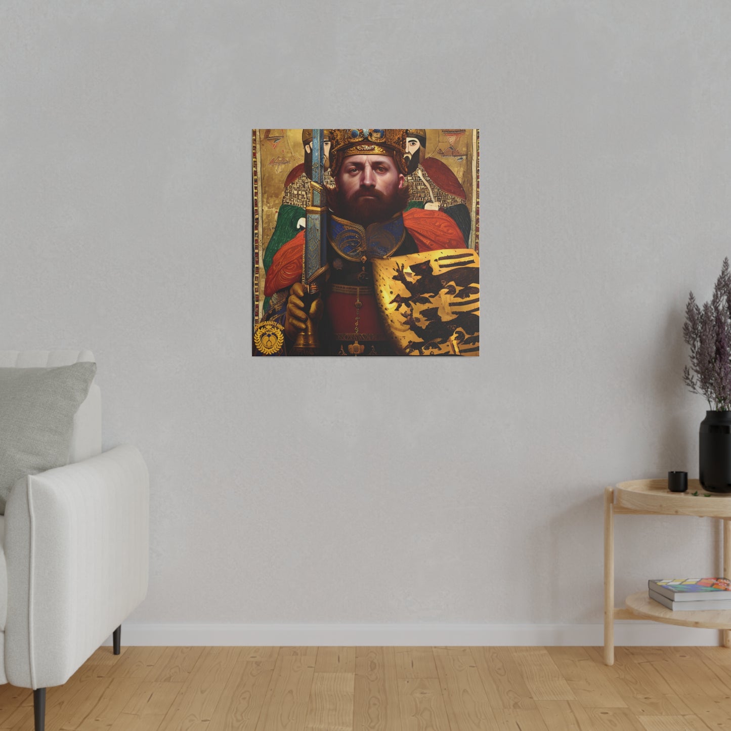 King Leo the Lion of Cilicia Matte Canvas, Stretched, 0.75" Pomegranate Mint