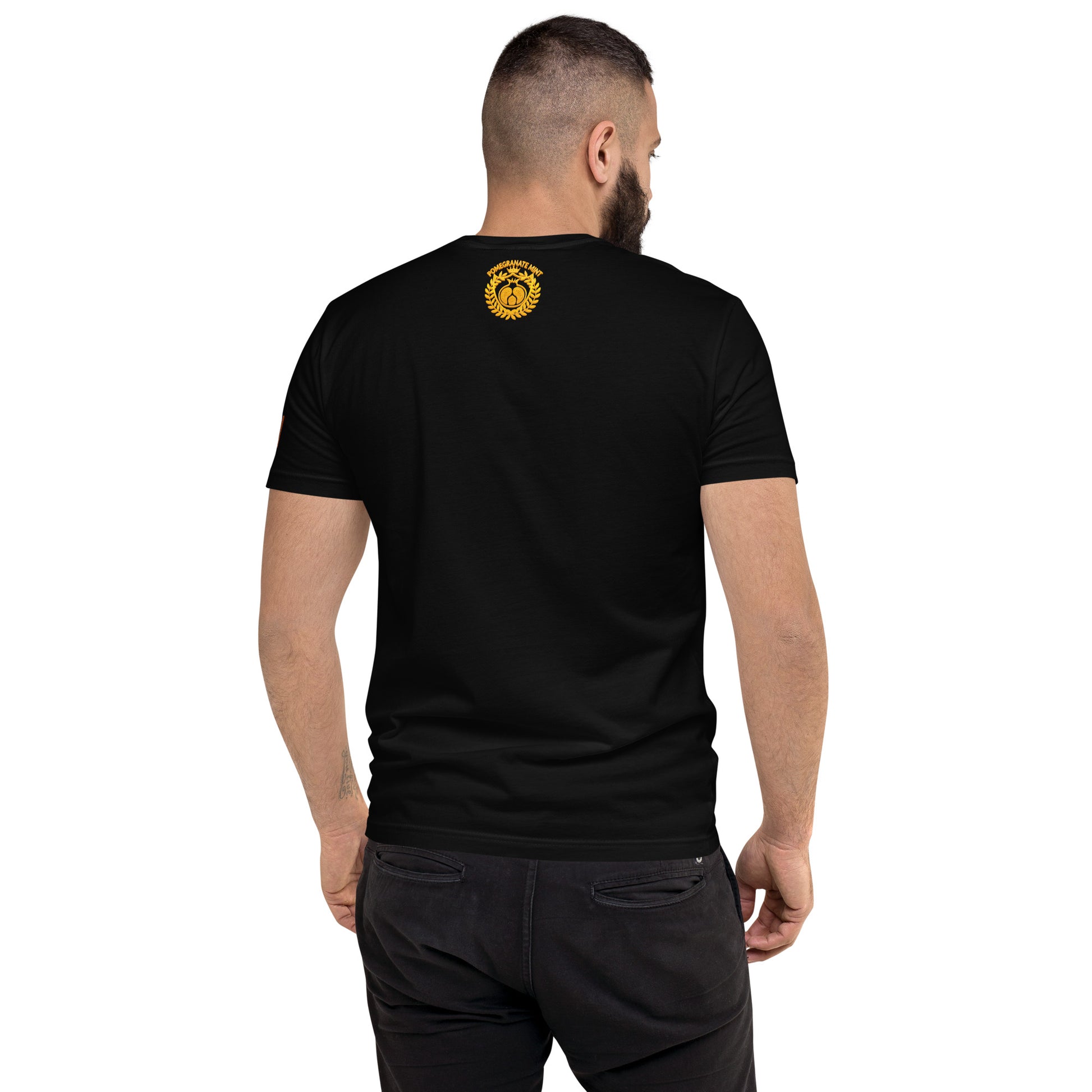 Men's Fitted "Made in Armenia & Tricolor Flag" Embroidered T-Shirt Pomegranate Mint