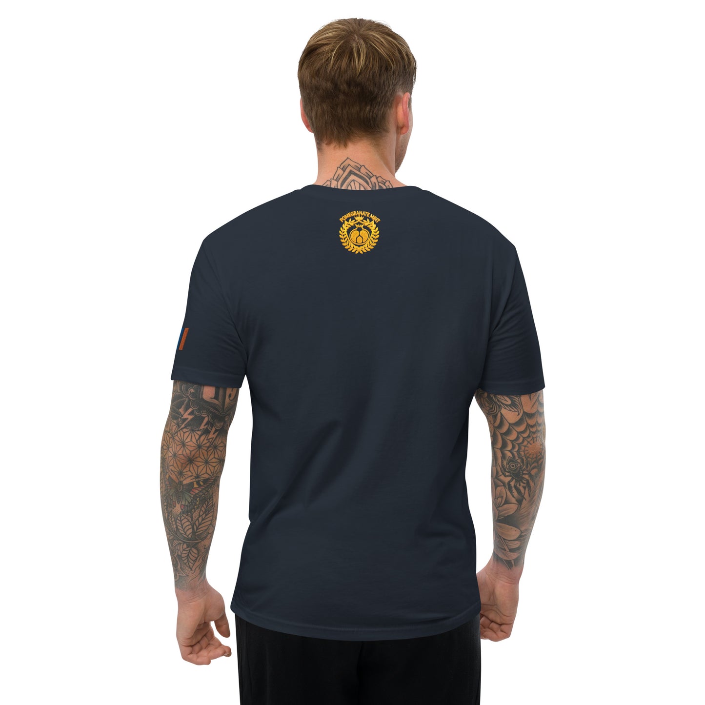Men's Embroidered "Shield of Armenia & Tricolor Flag" Short Sleeve Fitted T-Shirt Pomegranate Mint