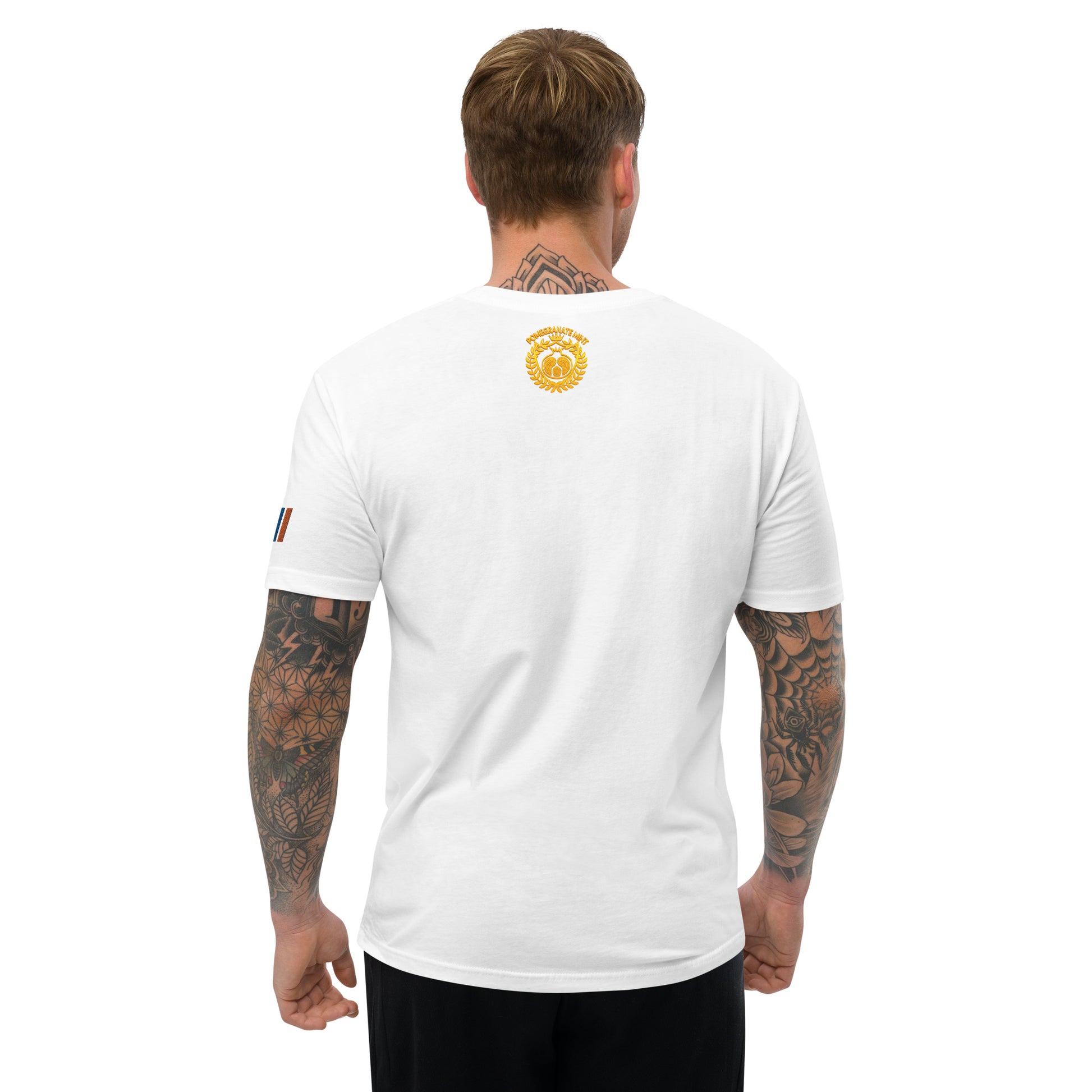 Men's Embroidered "Shield of Armenia & Tricolor Flag" Short Sleeve Fitted T-Shirt Pomegranate Mint