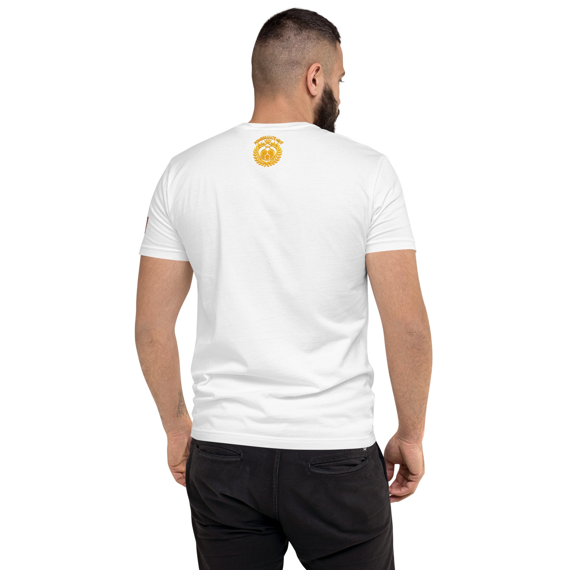 Men's Fitted "Made in Armenia & Tricolor Flag" Embroidered T-Shirt Pomegranate Mint
