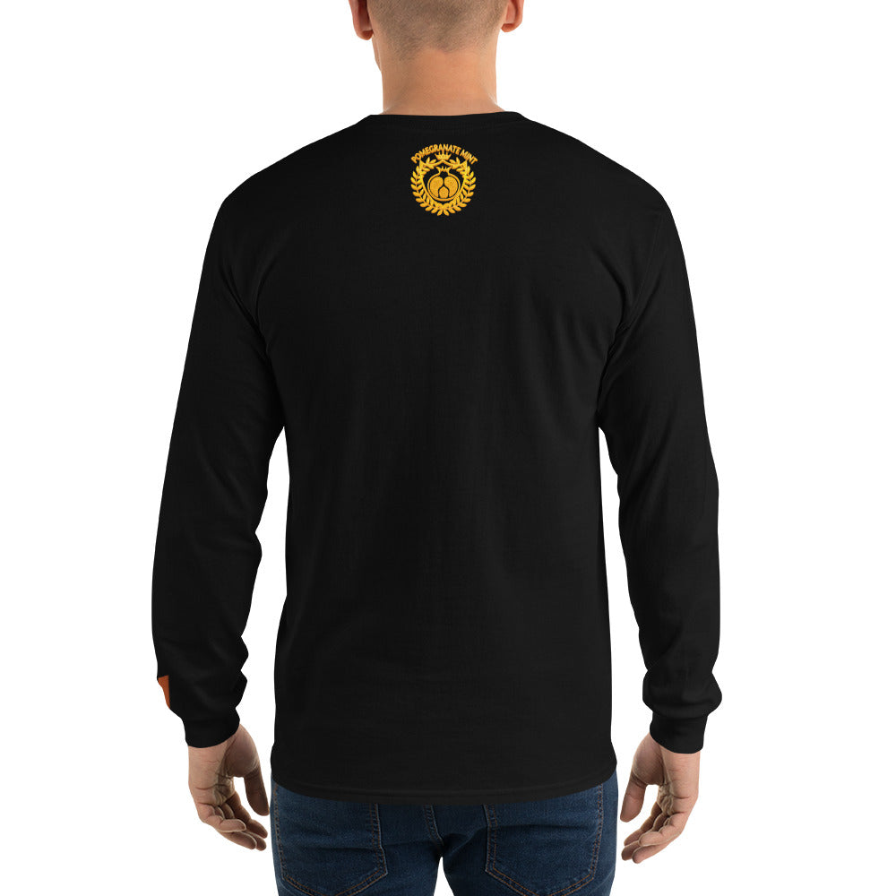 Men's Embroidered "Shield of Armenia & Tricolor Flag" Long Sleeve Shirt Pomegranate Mint