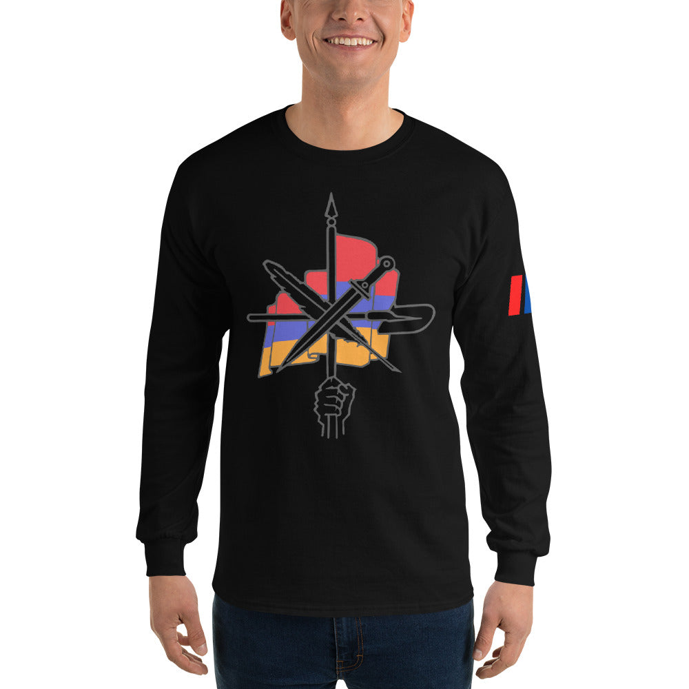 Men's "Dashnaktsutyun" Graphic Graphic Long Sleeve Shirt - Հայ Յեղափոխական Դաշնակցութիւն Pomegranate Mint