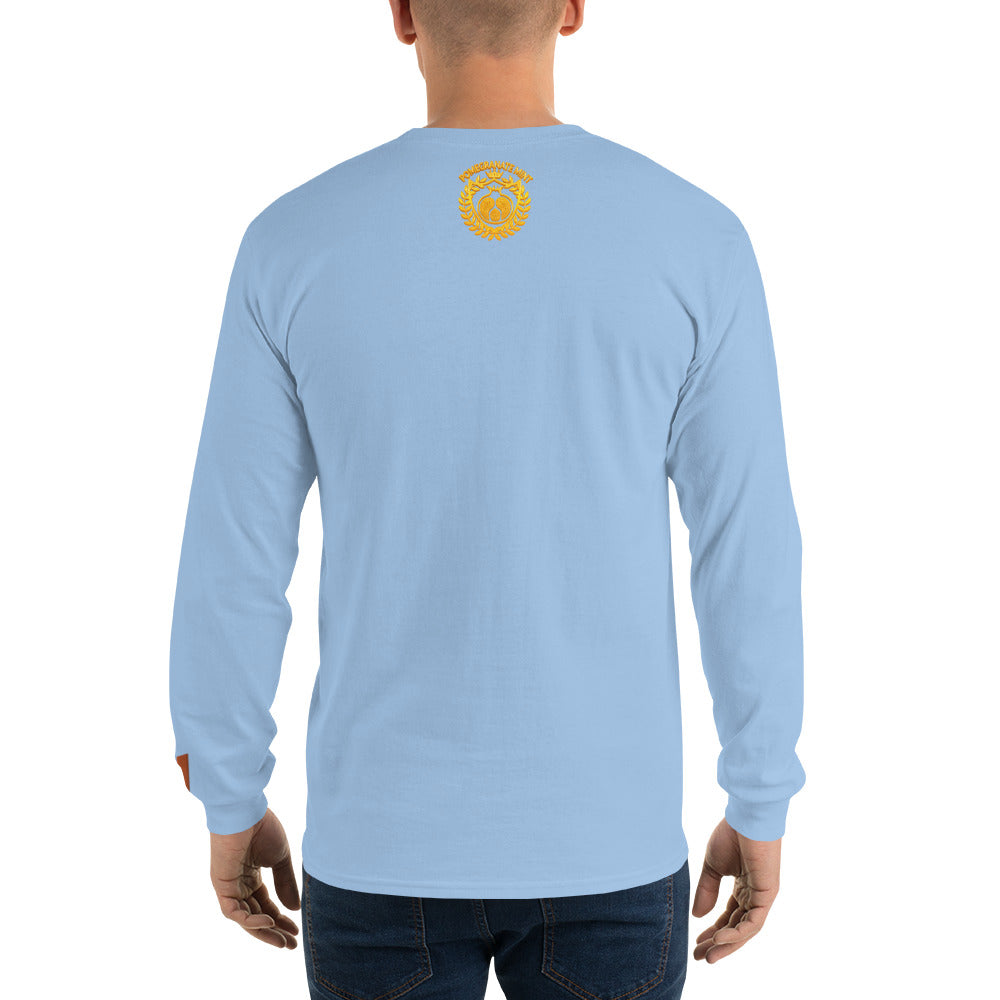 Men's Embroidered "Shield of Armenia & Tricolor Flag" Long Sleeve Shirt Pomegranate Mint