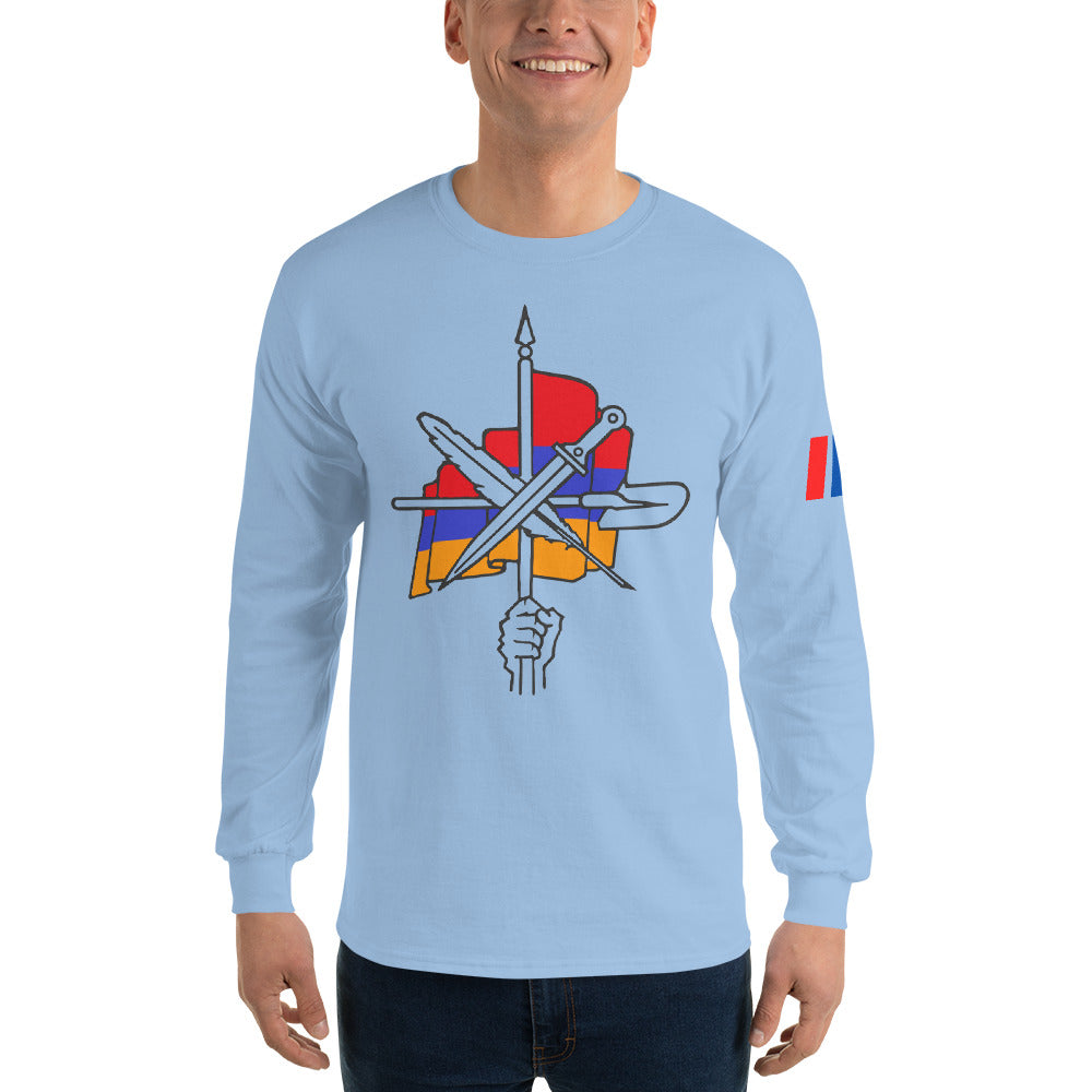 Men's "Dashnaktsutyun" Graphic Graphic Long Sleeve Shirt - Հայ Յեղափոխական Դաշնակցութիւն Pomegranate Mint