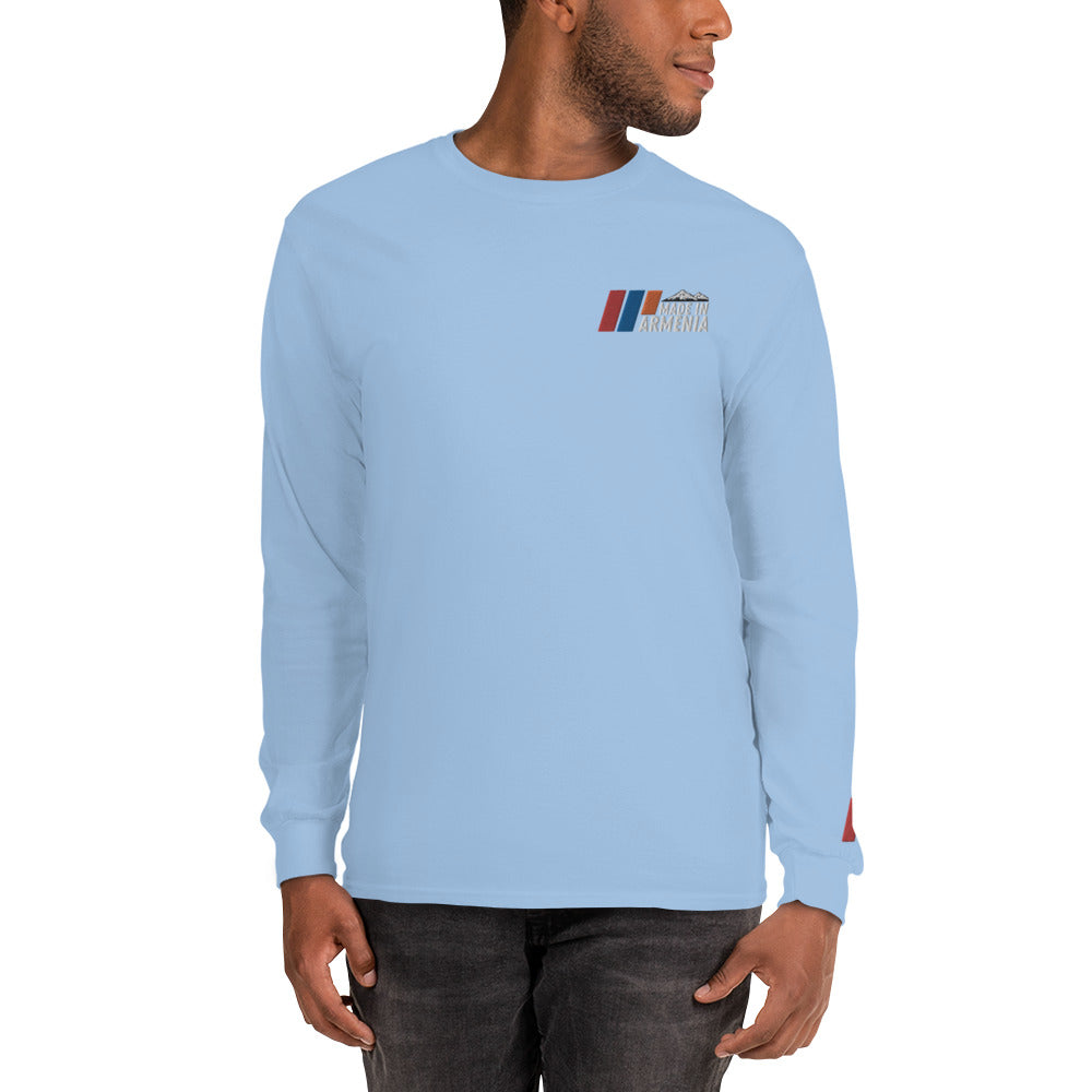 Men's Long Sleeve "Made in Armenia & Mount Ararat" Embroidered Shirt Pomegranate Mint