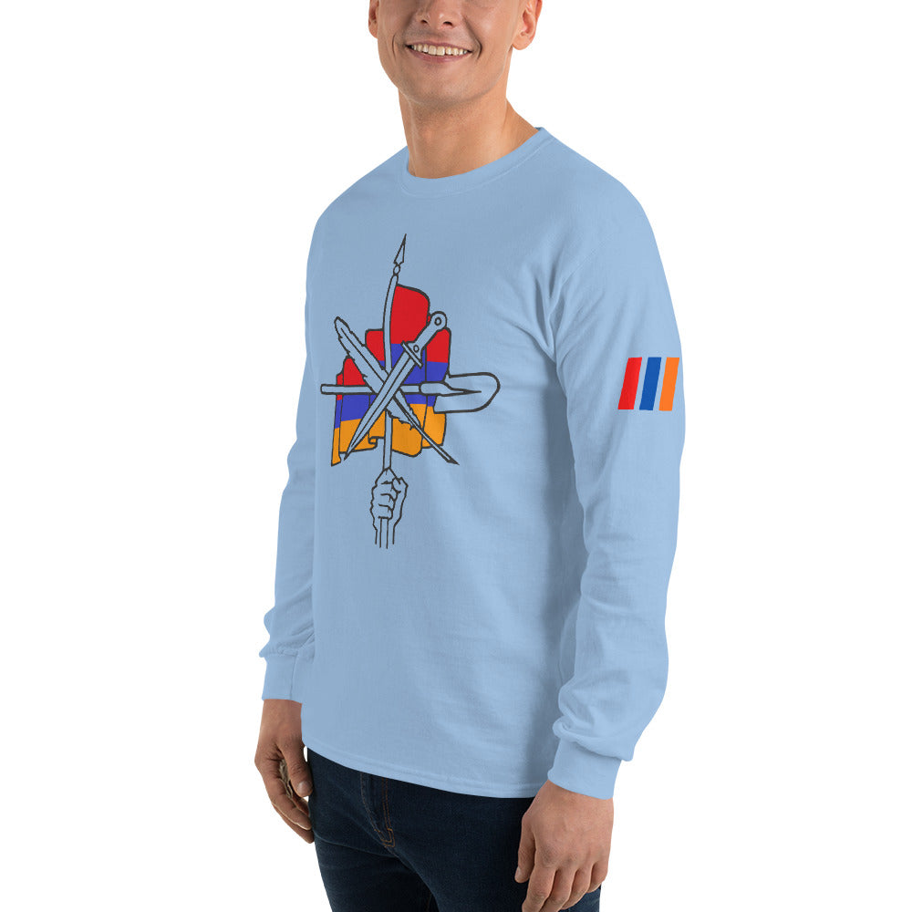 Men's "Dashnaktsutyun" Graphic Graphic Long Sleeve Shirt - Հայ Յեղափոխական Դաշնակցութիւն Pomegranate Mint