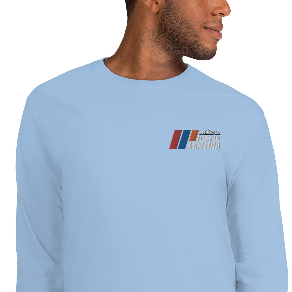 Men's Long Sleeve "Made in Armenia & Mount Ararat" Embroidered Shirt Pomegranate Mint