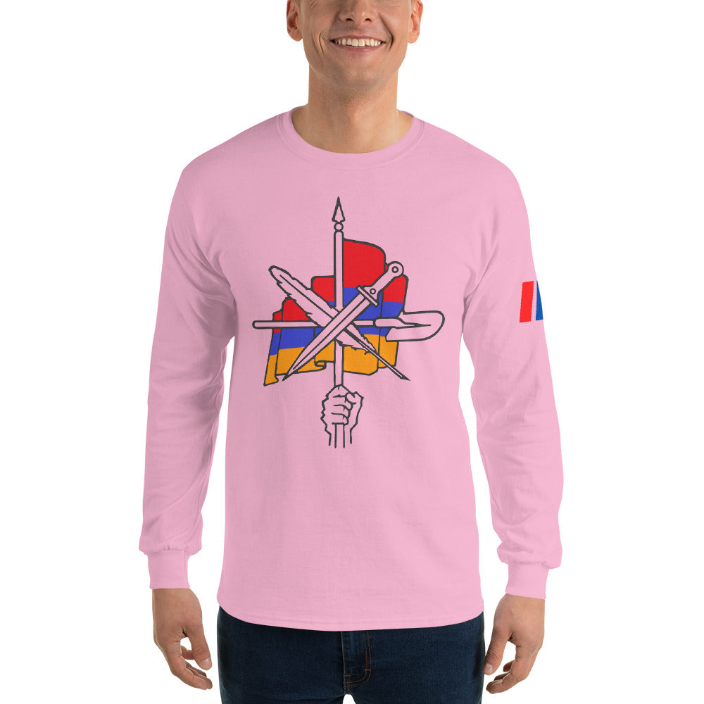 Men's "Dashnaktsutyun" Graphic Graphic Long Sleeve Shirt - Հայ Յեղափոխական Դաշնակցութիւն Pomegranate Mint