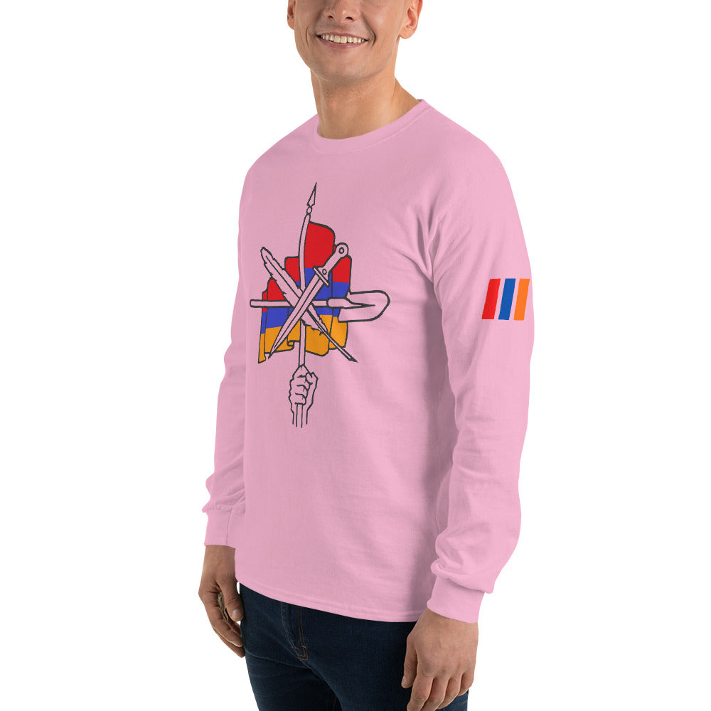Men's "Dashnaktsutyun" Graphic Graphic Long Sleeve Shirt - Հայ Յեղափոխական Դաշնակցութիւն Pomegranate Mint