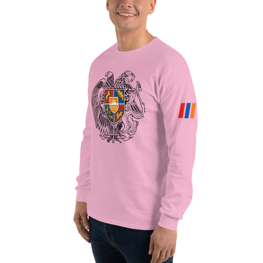 Men's Long Sleeve "Armenian Coat of Arms & Tricolor" Graphic Shirt Pomegranate Mint