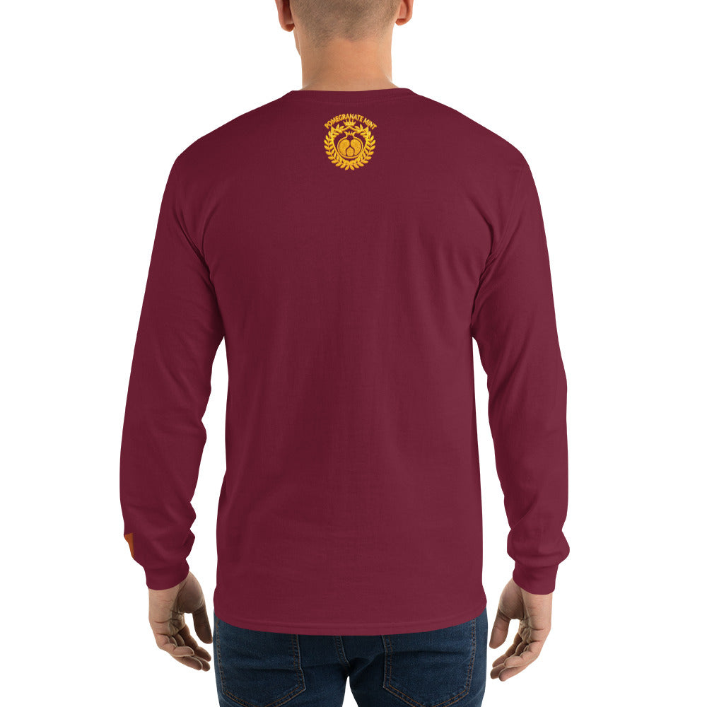Men's Embroidered "Shield of Armenia & Tricolor Flag" Long Sleeve Shirt Pomegranate Mint