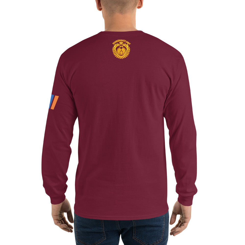 Men's Long Sleeve "Armenian Coat of Arms & Tricolor" Graphic Shirt Pomegranate Mint