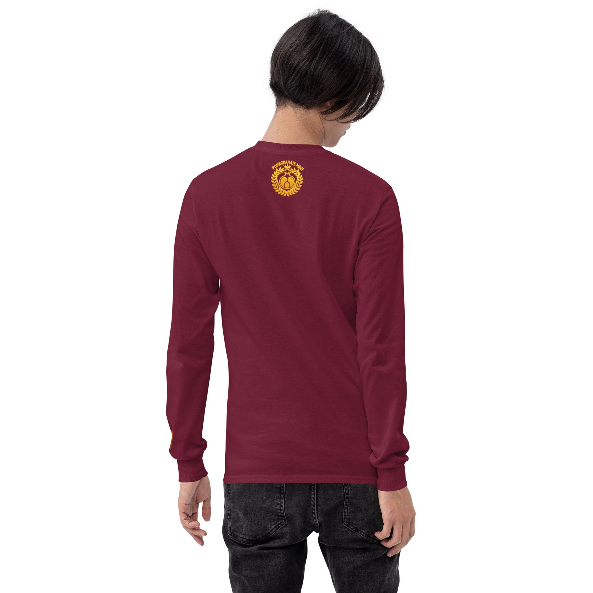 Men's Long Sleeve "Greater Armenia AK-47 & Tricolor" Embroidered Shirt Pomegranate Mint