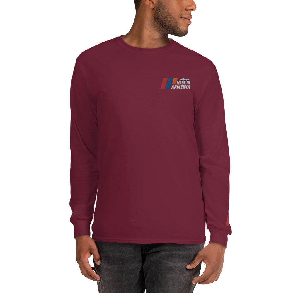 Men's Long Sleeve "Made in Armenia & Mount Ararat" Embroidered Shirt Pomegranate Mint