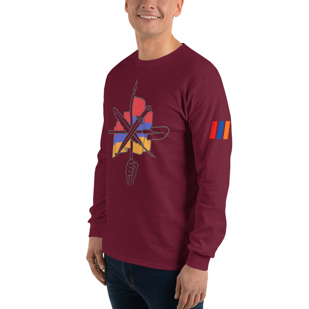 Men's "Dashnaktsutyun" Graphic Graphic Long Sleeve Shirt - Հայ Յեղափոխական Դաշնակցութիւն Pomegranate Mint