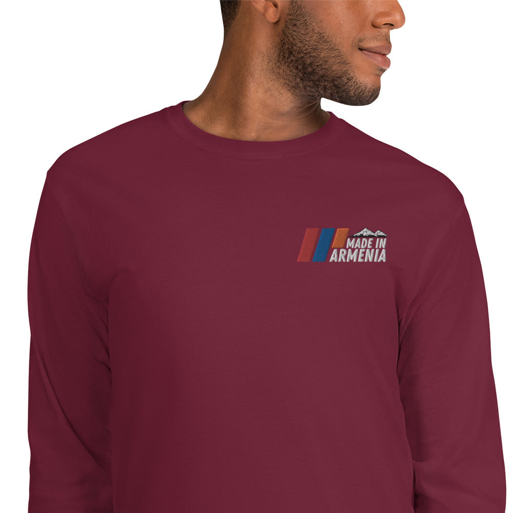 Men's Long Sleeve "Made in Armenia & Mount Ararat" Embroidered Shirt Pomegranate Mint