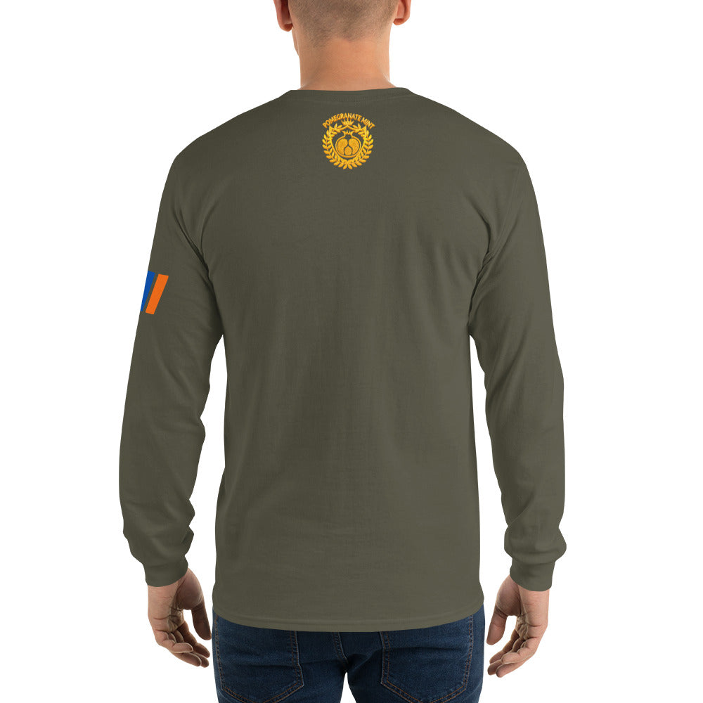 Men's Long Sleeve "Armenian Coat of Arms & Tricolor" Graphic Shirt Pomegranate Mint